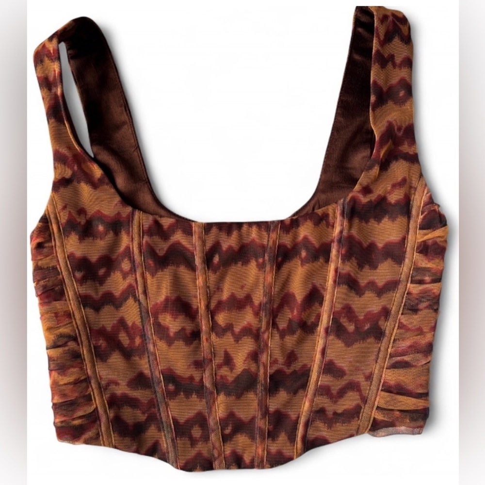 Zara Brown Tulle Corset Bustier Top – Size Small – Worn Once